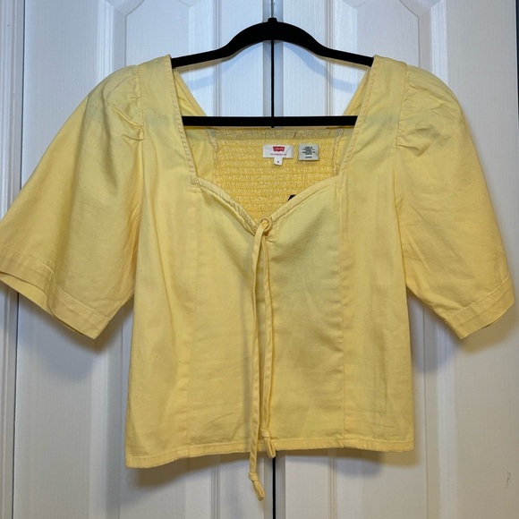 NWT Levi’s - Bohemian Festival Summer Lace Up Crop Top Short Sleeve 100% Cotton - Picture 1 of 10